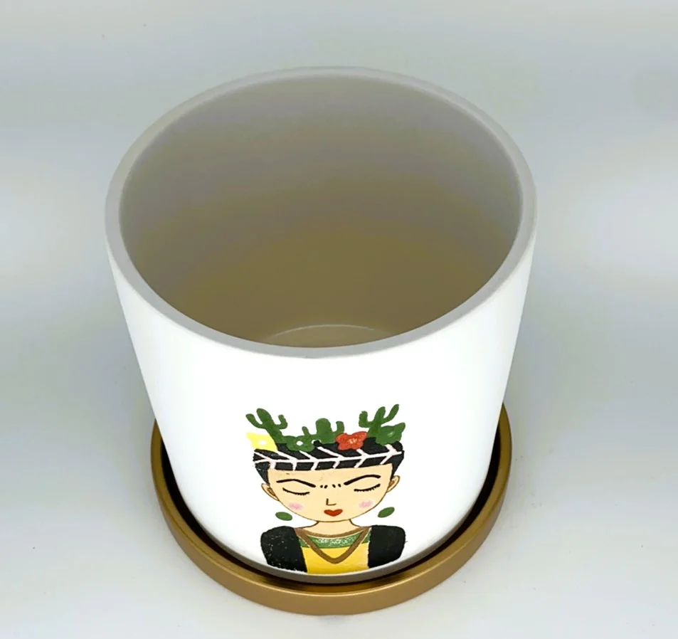 Cacti Girl Ceramic Pot Medium - Image 3