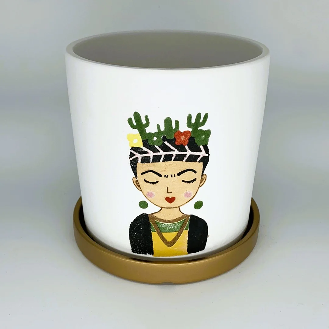 Cacti Girl Ceramic Pot Medium - Image 4